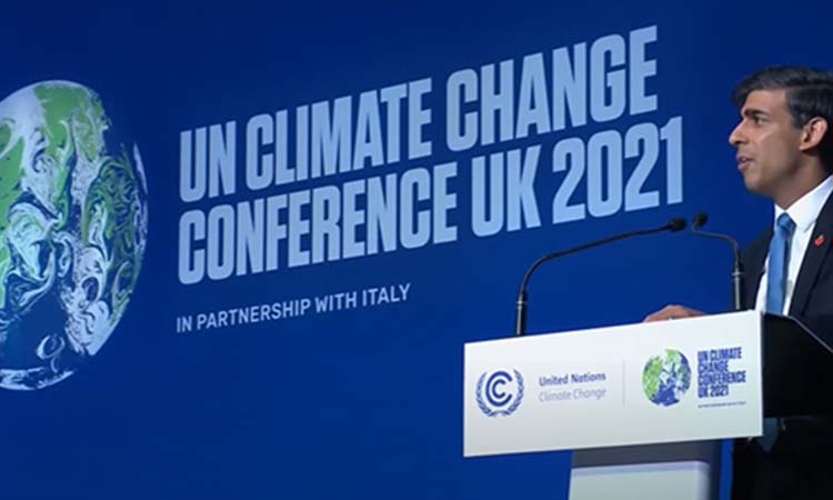 UK Chancellor Rishi Sunak speaking at COP26