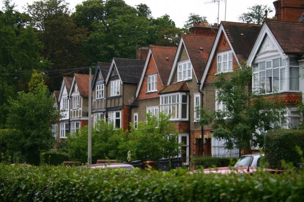 picture of a row of houses surrounded by trees.