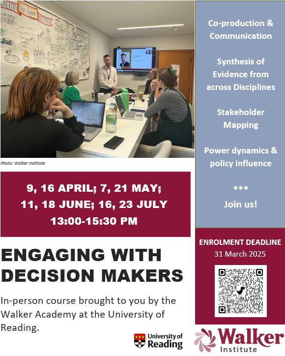 poster for the Engaging with Decision makers training