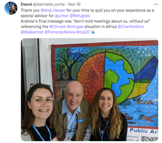 Dannielle Roche and Nerea Ferrando Jorge with Andrew Harper in COP27