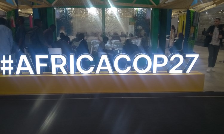 #AFRICACOP27 neon sign at Africa pavilion of COP27