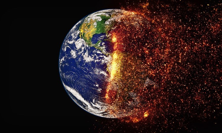 CGI of the Earth burning